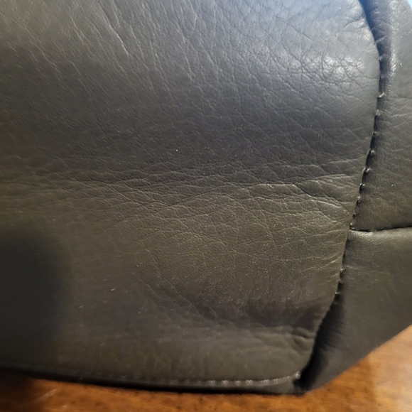 Margot Green Taupe Leather Shoulder Tote Bag Braided Straps - Picture 6 of 11